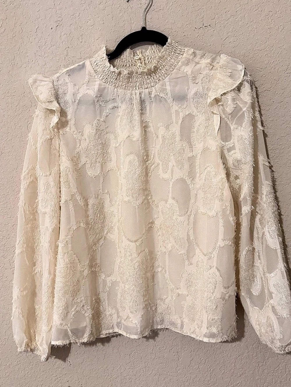 Melloday Floral Lace Blouse in White, Medium, Like New